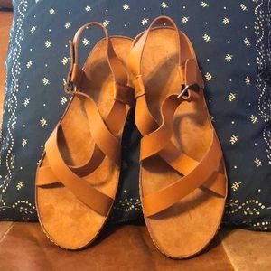 Chaco Wayfarers Rust Leather Sandals, size 9